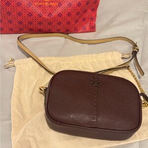 Tory Burch Dark Brown Crossbody Camera Bag - Authentic